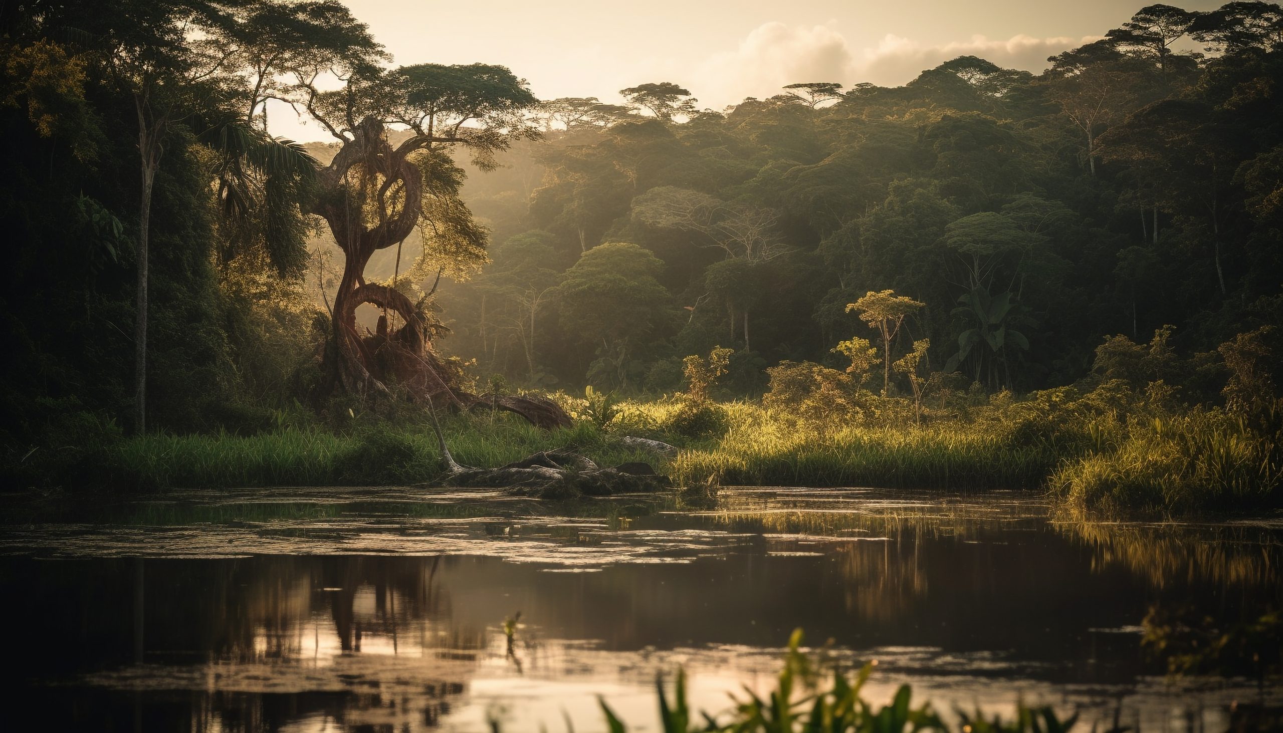 Tranquil scene of mountain range reflected in pond generated by artificial intelligence